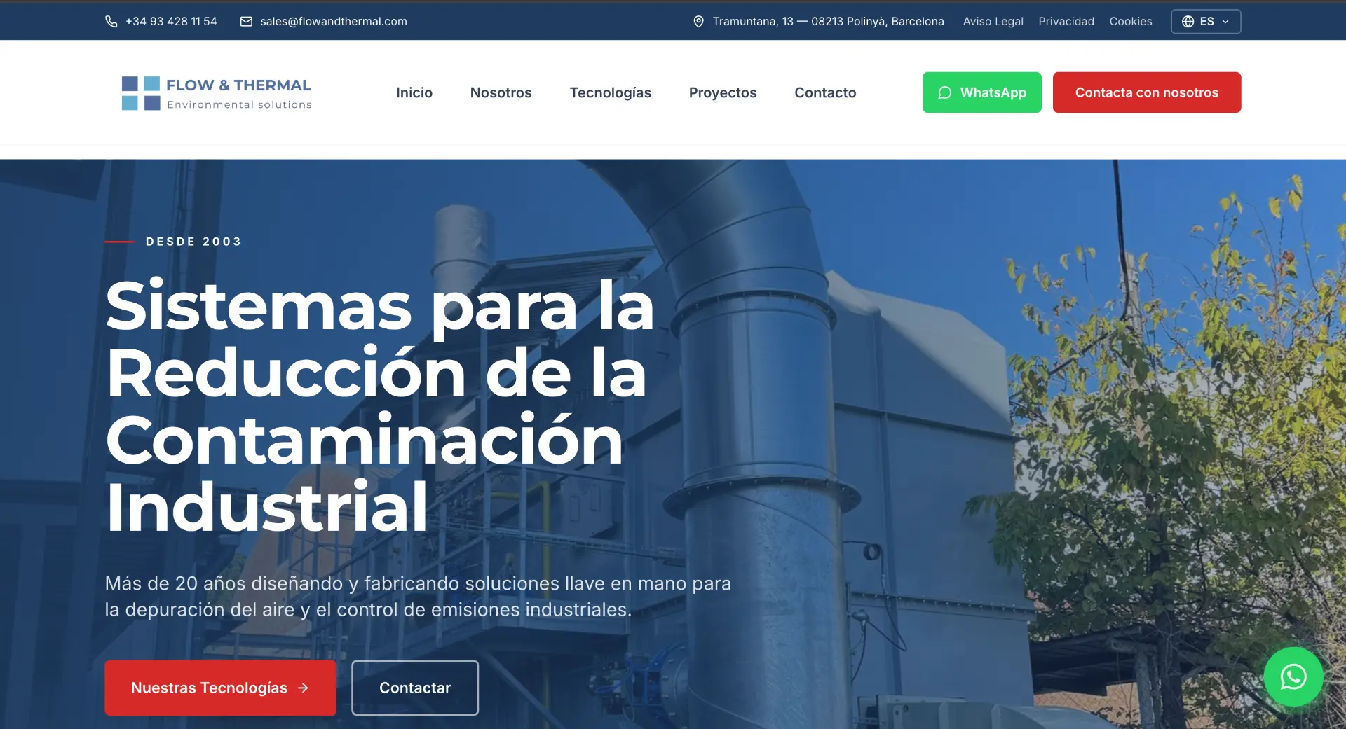 Web de Flow & Thermal diseñada por NexSides