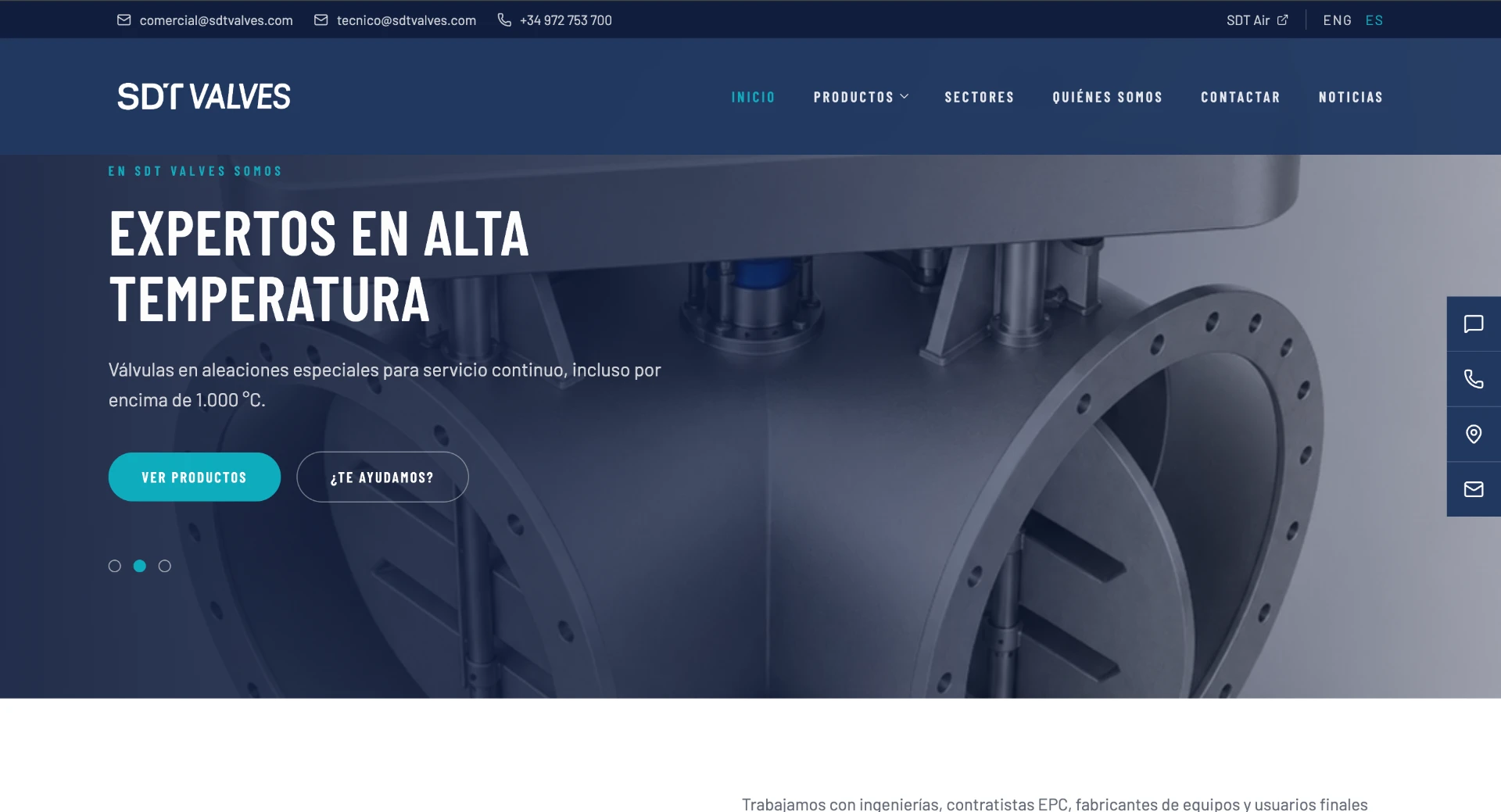 Web de SDT Valves diseñada por NexSides