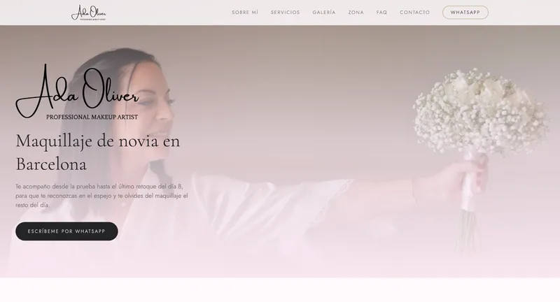 Landing page de Ada Oliver Makeup